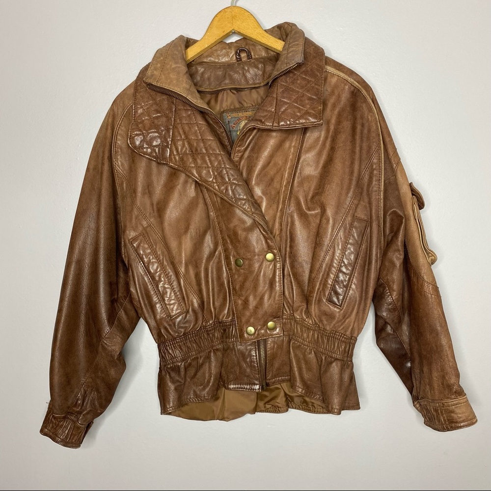 Vintage Adventure Bound Leather Bomber Jacket